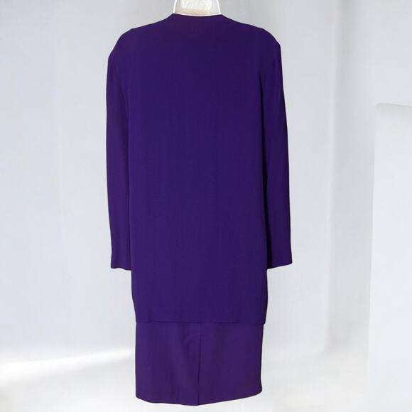 Vintage 80s Kwai Petites Purple Sheath Dress Jacket Set Sz 6 Elegant Union Made - Picture 7 of 11